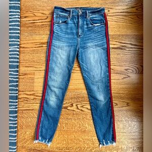 Abercrombie & Fitch high rise skinny Jeans with Red Stripe